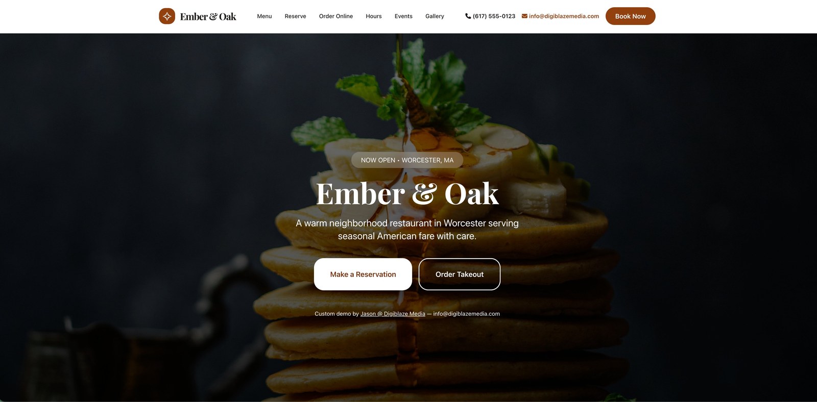 Ember & Oak — neighborhood restaurant website