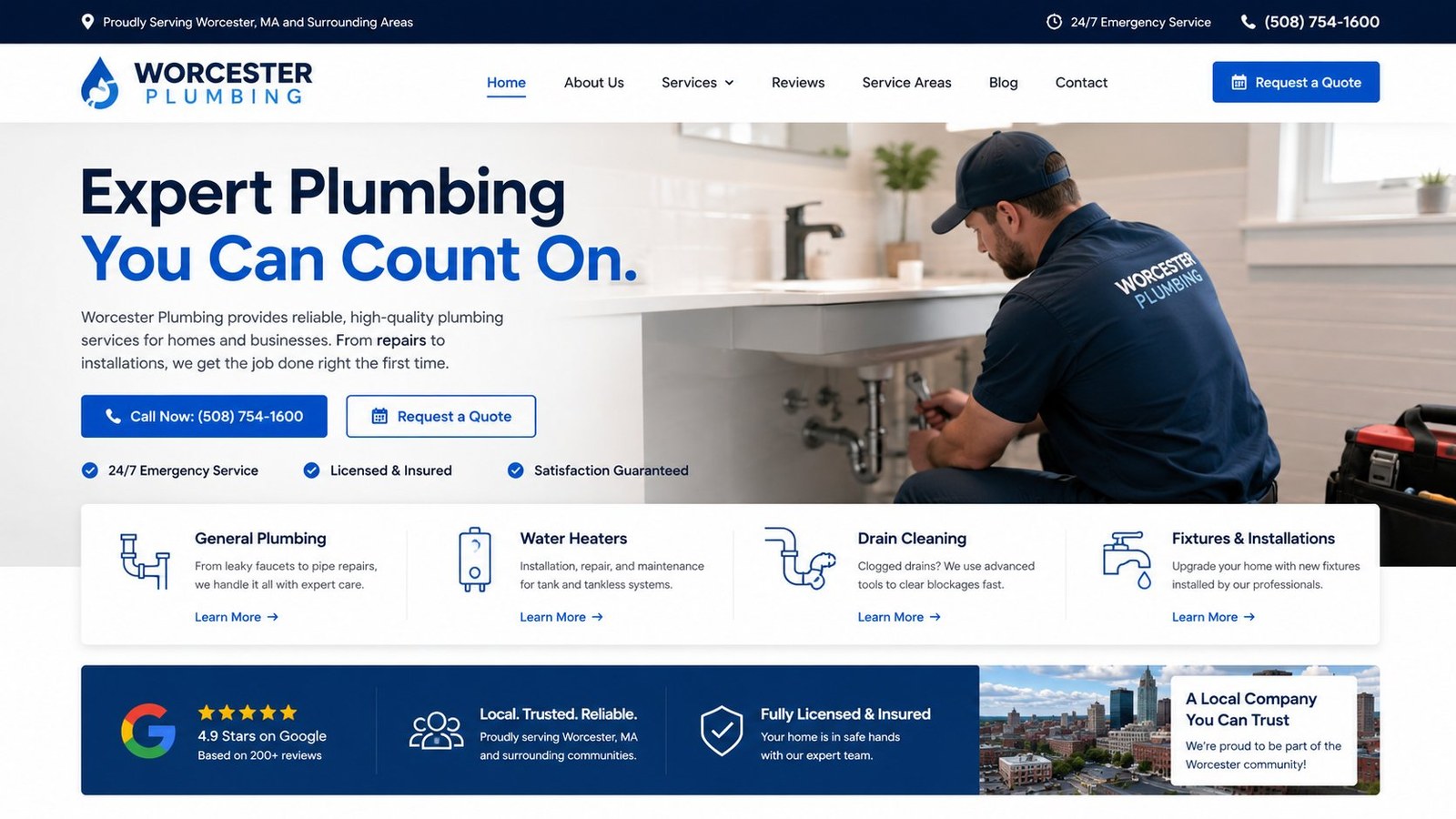 Worcester Plumbing — local service business website